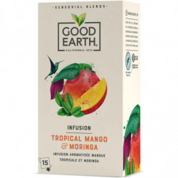GOOD EARTH - Infusion aromatisée Tropical Mango Mangue tropicale et moringa - paquet de 15 sachets Sonico.fr