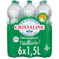 CRISTALINE - Eau De Source Gazéifiée - pack de 6 x 1,5 l Sonico.fr