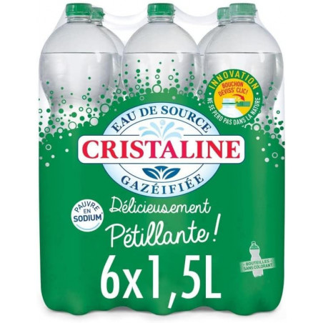 CRISTALINE - Eau De Source Gazéifiée - pack de 6 x 1,5 l Sonico.fr