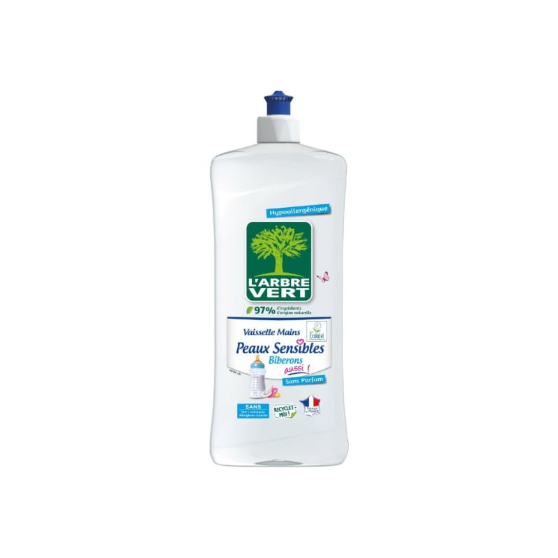 L'ARBRE VERT - Liquide vaisselle Peaux sensibles et Biberons - flacon de 750 ml Sonico.fr