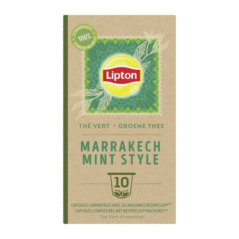 LIPTON - Marrakech Mint Capsules de thé vert à la menthe - 10 capsules Compatibles Nespresso Sonico.fr