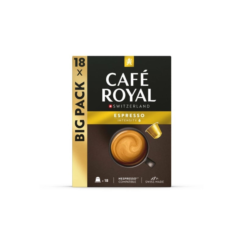CAFE ROYAL - Espresso n°5 Café capsules Compatibles Nespresso - boite de 18 capsules Sonico.fr