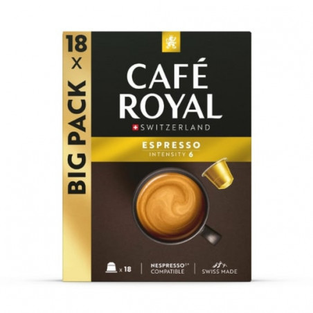 CAFE ROYAL - Espresso n°5 Café capsules Compatibles Nespresso - boite de 18 capsules Sonico.fr