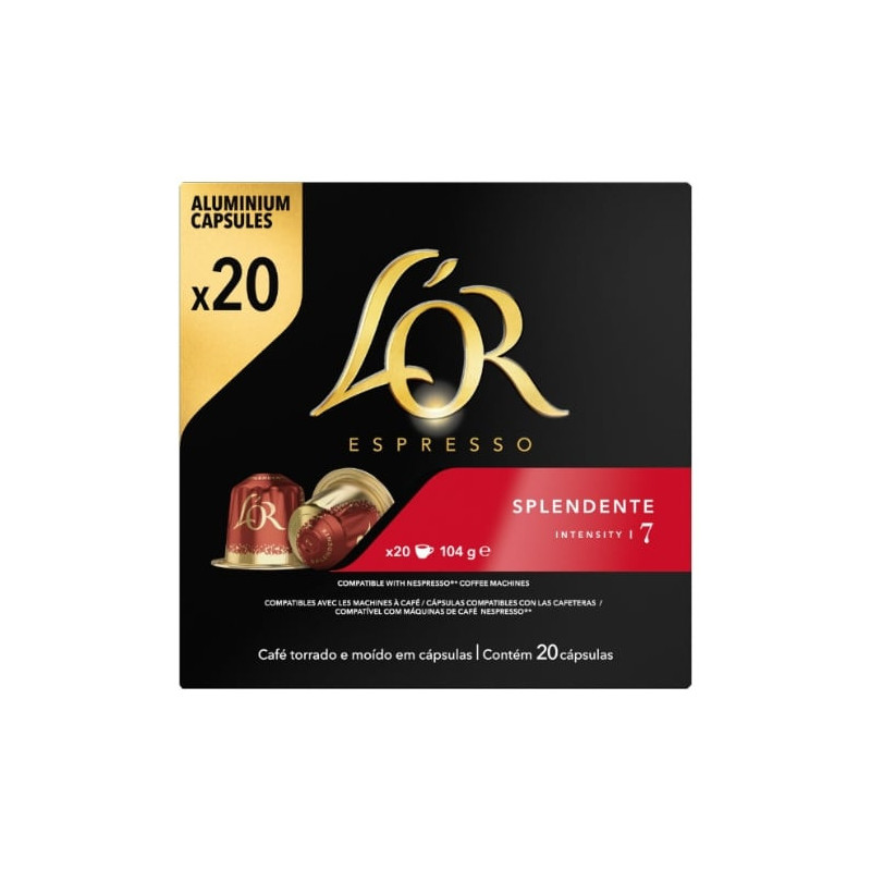 L'OR - Splendente Intensité 7 - boite de 20 capsules de café compatibles Nespresso Sonico.fr