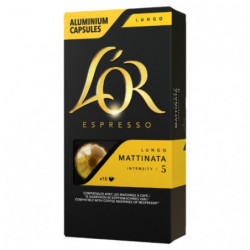 L'OR - Lungo Mattinata Intensité 5 - boite de 10 capsules de café compatibles Nespresso Sonico.fr