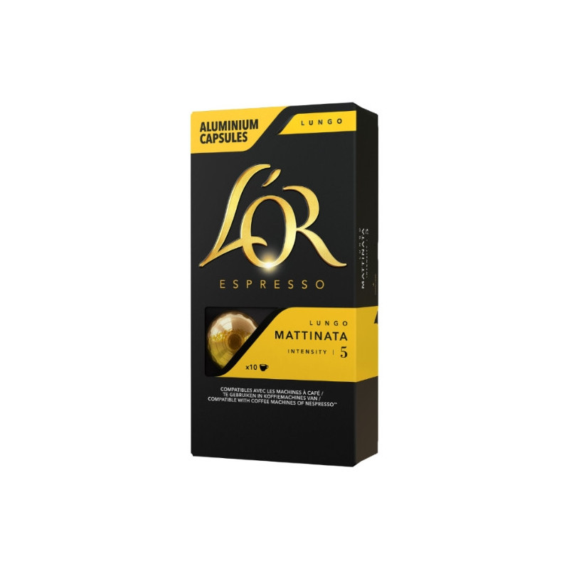 L'OR - Lungo Mattinata Intensité 5 - boite de 10 capsules de café compatibles Nespresso Sonico.fr