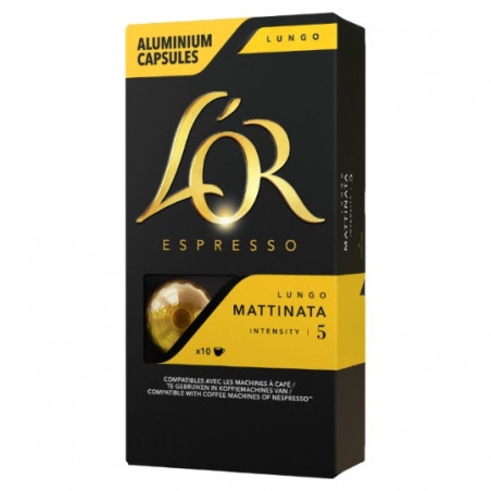 L'OR - Lungo Mattinata Intensité 5 - boite de 10 capsules de café compatibles Nespresso Sonico.fr