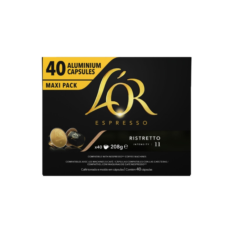 L'OR - Ristretto Intensité 11 - 40 capsules de café compatibles Nespresso Sonico.fr