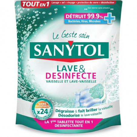 SANYTOL - Tablette Désinfectante Lave-Vaisselle - 24 Tablettes Sonico.fr