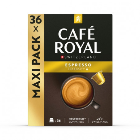 CAFE ROYAL - Espresso Café capsules Compatibles Nespresso - boite de 36 capsules Sonico.fr