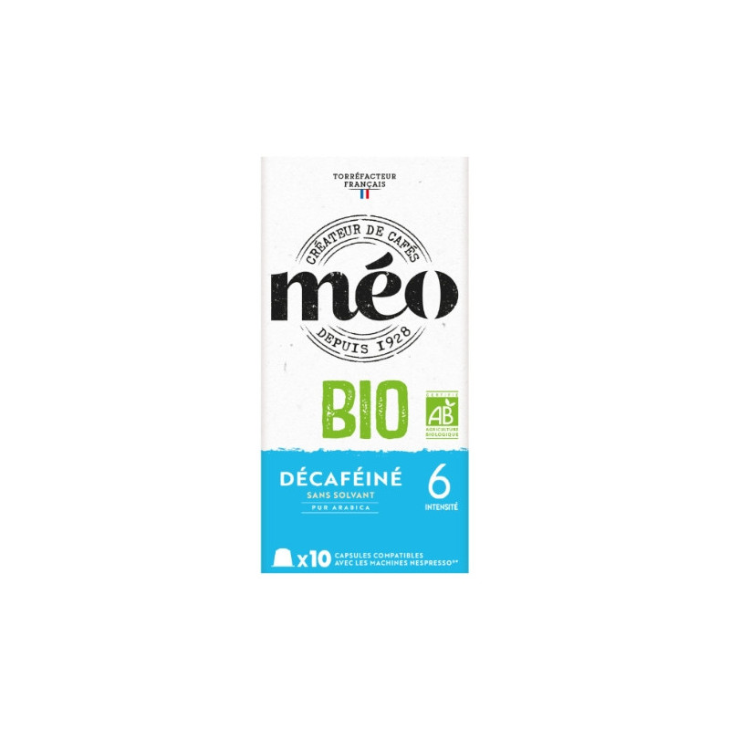 MEO - Décaféiné Café capsules Compatibles Nespresso intensité 6 - boite de 10 capsules Sonico.fr