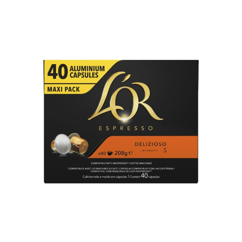L'OR - Delizioso café compatibles avec les machines à café Nespresso - paquet de 40 capsules Sonico.fr