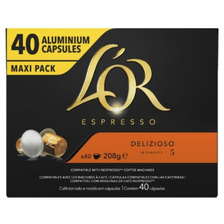 L'OR - Delizioso café compatibles avec les machines à café Nespresso - paquet de 40 capsules Sonico.fr