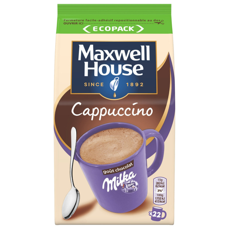 MAXWELL HOUSE - Cappuccino Milka Café Soluble - Sachet de 335 g Sonico.fr