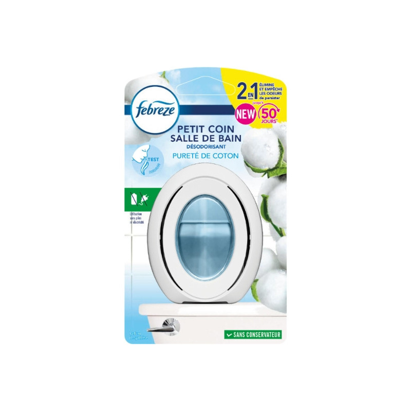 FEBREZE - Désodorisant Petit Coin Et Salle De Bain Pureté De Coton - 7,5 ml Sonico.fr