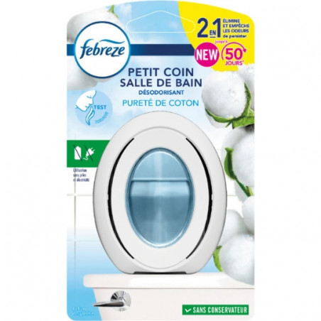 FEBREZE - Désodorisant Petit Coin Et Salle De Bain Pureté De Coton - 7,5 ml Sonico.fr