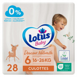 LOTUS BABY - Couches Culottes Douceur Naturelle Taille 6 - Le paquet de 28 couches Sonico.fr