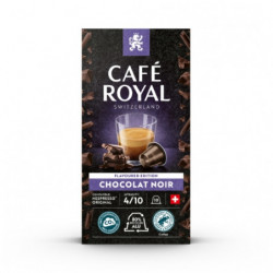 CAFE ROYAL - Chocolat Noir intensité n°4 Café capsules Compatibles Nespresso - boite de 10 capsules Sonico.fr