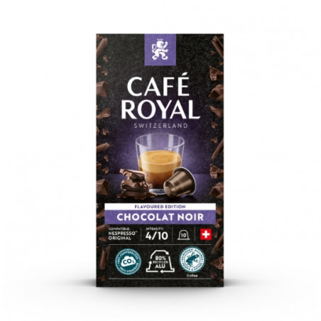 CAFE ROYAL - Chocolat Noir intensité n°4 Café capsules Compatibles Nespresso - boite de 10 capsules Sonico.fr