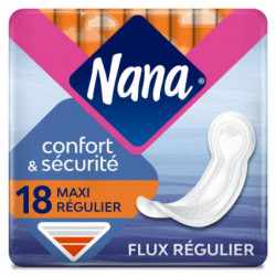 NANA - Confort et Sécurité Maxi - Serviettes hygiéniques Normal - paquet de 18 serviettes Sonico.fr