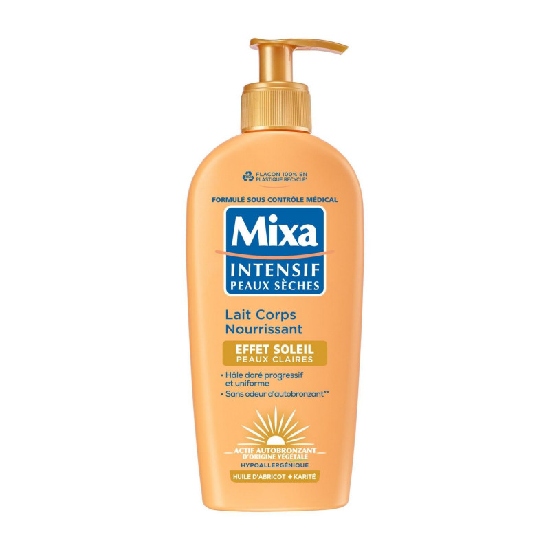 MIXA - Lait corps nourissant effet soleil Peaux Claires - pompe de 250 ml Sonico.fr