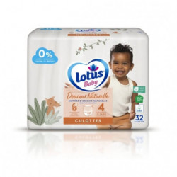 LOTUS BABY - Douceur Naturelle Couches culottes bébé taille 4 : 9 - 14kg - paquet de 32 couches Sonico.fr