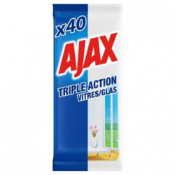 AJAX - Lingettes vitres triple action sans traces - paquet de 40 Lingettes Sonico.fr