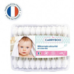 CARRYBOO - Cotons-tiges sécurité pour bébé bio - boite de 50 bâtonnets Sonico.fr
