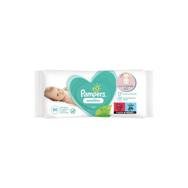PAMPERS - Lingettes Bébé Sensitive - paquet de 80 lingettes Sonico.fr