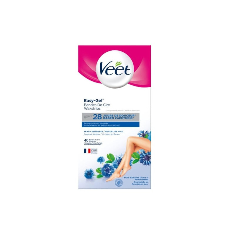 VEET - Bandes de cire froide Corps Et Jambes Peaux Sensibles - boite de 40 bandes Sonico.fr