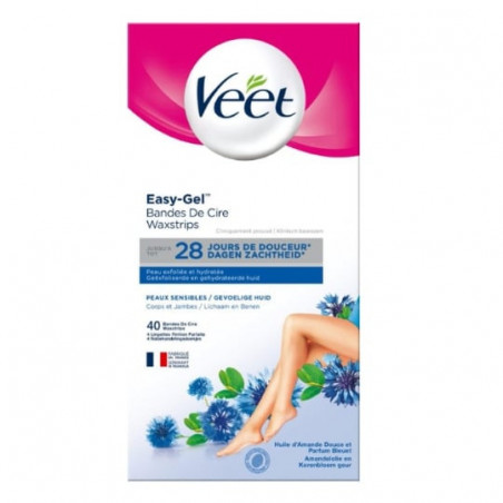 VEET - Bandes de cire froide Corps Et Jambes Peaux Sensibles - boite de 40 bandes Sonico.fr