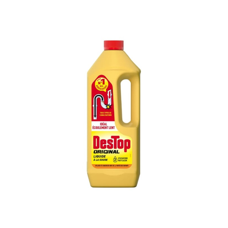 DESTOP - Original Jaune Déboucheur surpuissant à la soude - flacon de 1 l Sonico.fr