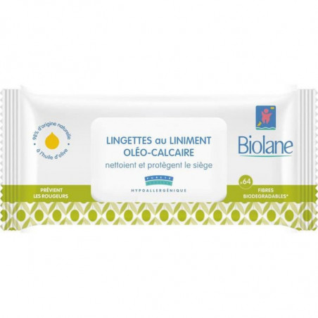 BIOLANE - Lingettes au liniment oléo-calcaire - paquet de 64 lingettes Sonico.fr