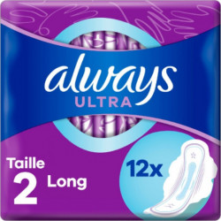 ALWAYS - Ultra Long Taille 2 Serviette Hygiénique Avec Ailettes - paquet de 12 serviettes Sonico.fr