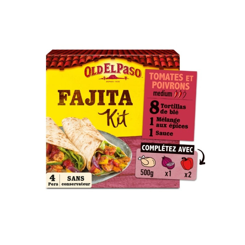 OLD EL PASO - Kit pour Fajitas Tomates Poivrons - boite de 500 g Sonico.fr