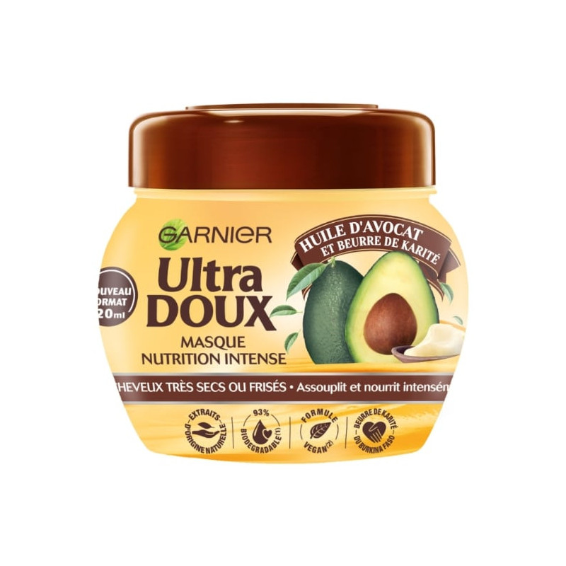 ULTRA DOUX - Masque capillaire nutrition intense Huile d'avocat Beurre de karité - 300 ml Sonico.fr