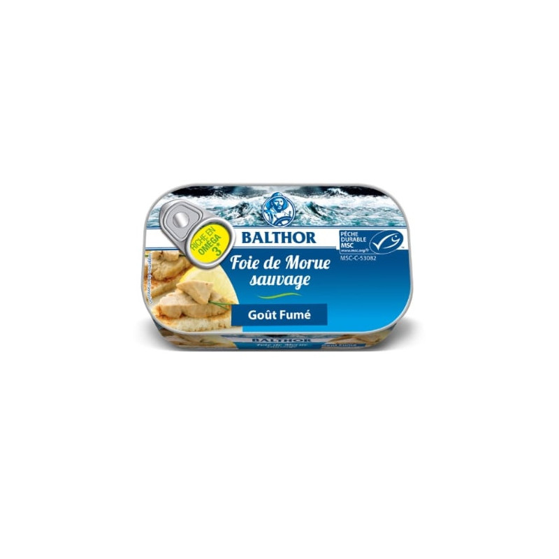BALTHOR - Foie de morue goût fumé - boite de 121 g Sonico.fr