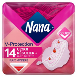 NANA - Ultra Normal Plus V-protection Serviettes hygiéniques avec ailettes - paquet de 14 Serviettes Sonico.fr