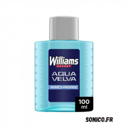 Flacon WILLIAMS AQUA VELVA après-rasage fraîcheur 100 ml sur fond blanc Sonico