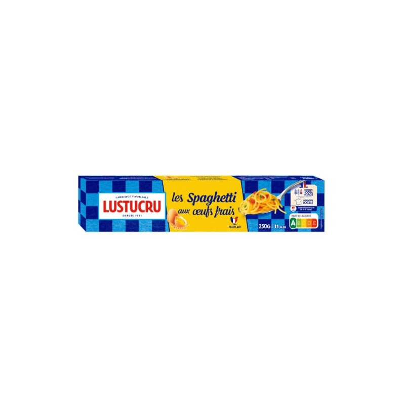 LUSTUCRU - Pâtes Aux Oeufs Frais Spaghetti Longs - boite de 250 g Sonico.fr
