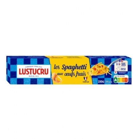 LUSTUCRU - Pâtes Aux Oeufs Frais Spaghetti Longs - boite de 250 g Sonico.fr