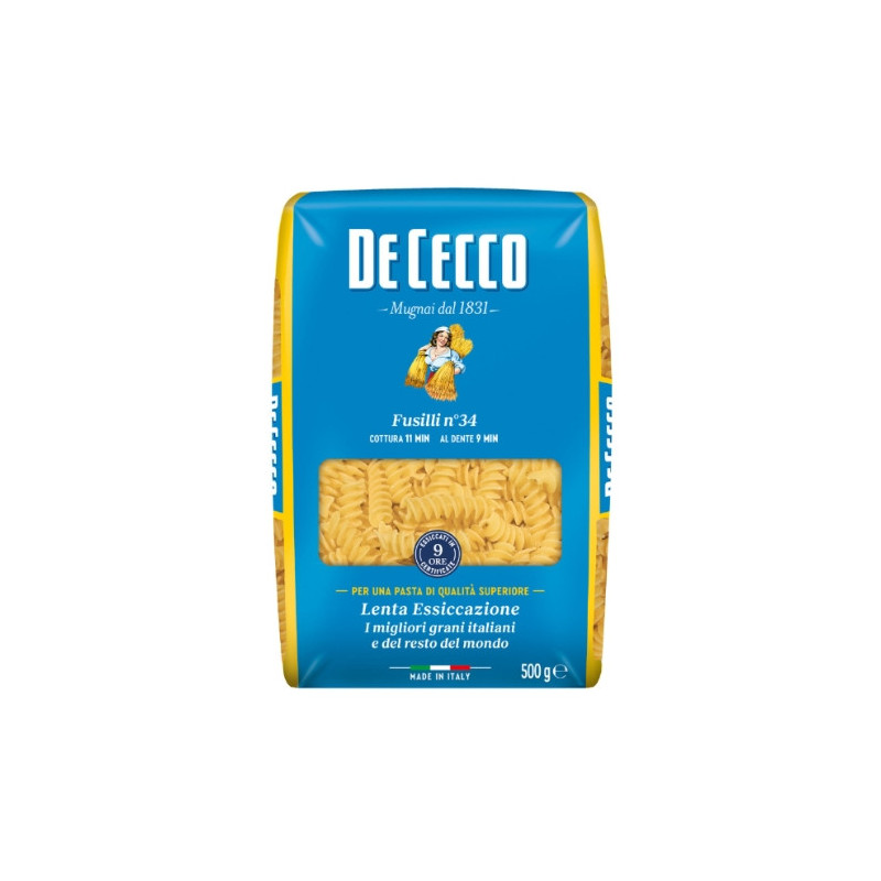 DE CECCO - Pâtes Fusilli n°34 - paquet de 500 g Sonico.fr