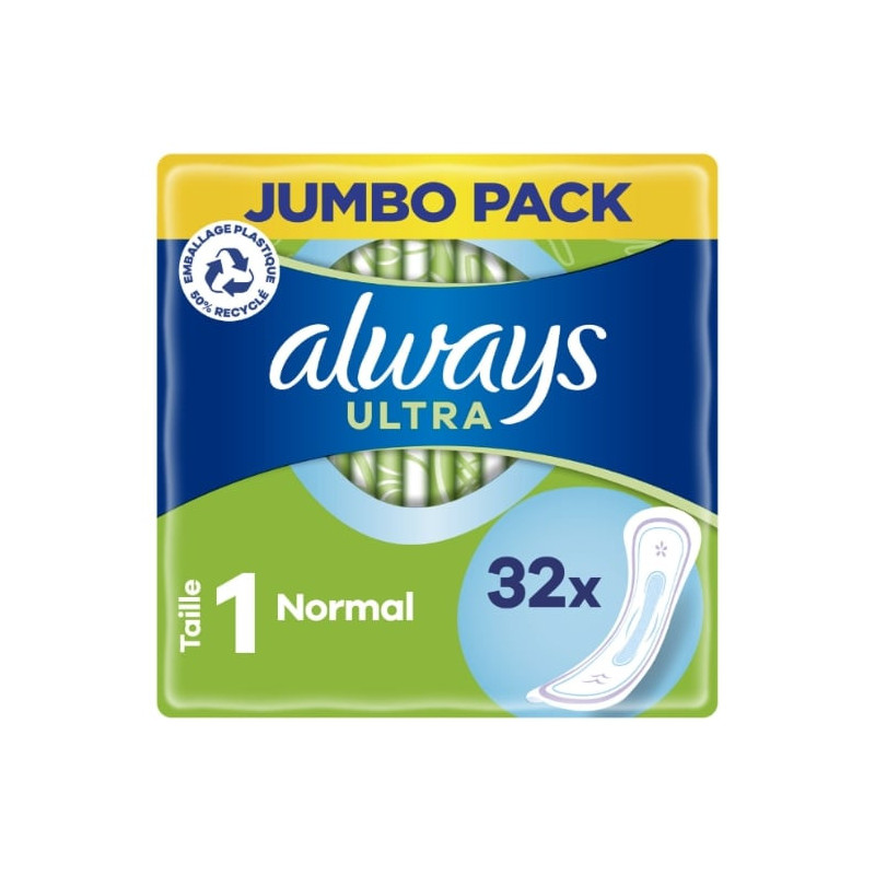 ALWAYS - Ultra Serviettes hygiéniques Normal Taille 1 - 32 serviettes Sonico.fr