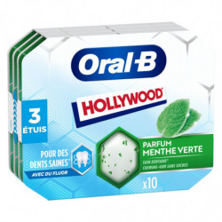 HOLLYWOOD - Oral-B Chewing-gum à la Menthe verte - paquet de 3 étuis de 17 g Sonico.fr
