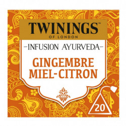 TWININGS - Infusion Ayurveda Gingembre Miel Citron - boite de 20 sachets Sonico.fr