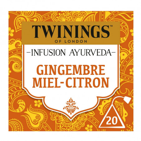 TWININGS - Infusion Ayurveda Gingembre Miel Citron - boite de 20 sachets Sonico.fr