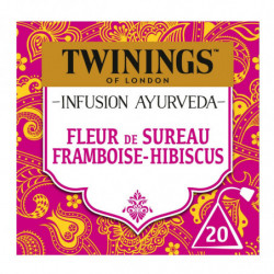 TWININGS - Infusion Ayurveda Fleur De Sureau Framboise Hibiscus - boite de 20 sachets  Sonico.fr