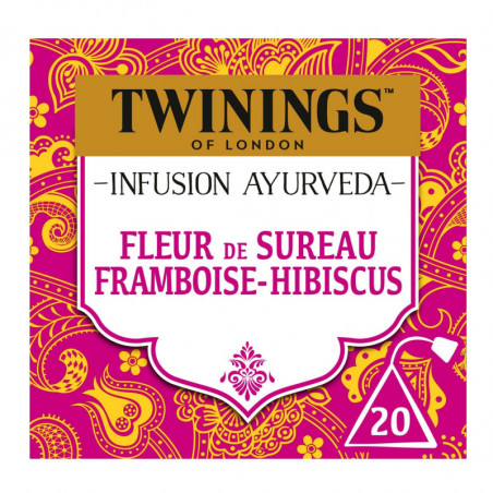 TWININGS - Infusion Ayurveda Fleur De Sureau Framboise Hibiscus - boite de 20 sachets  Sonico.fr