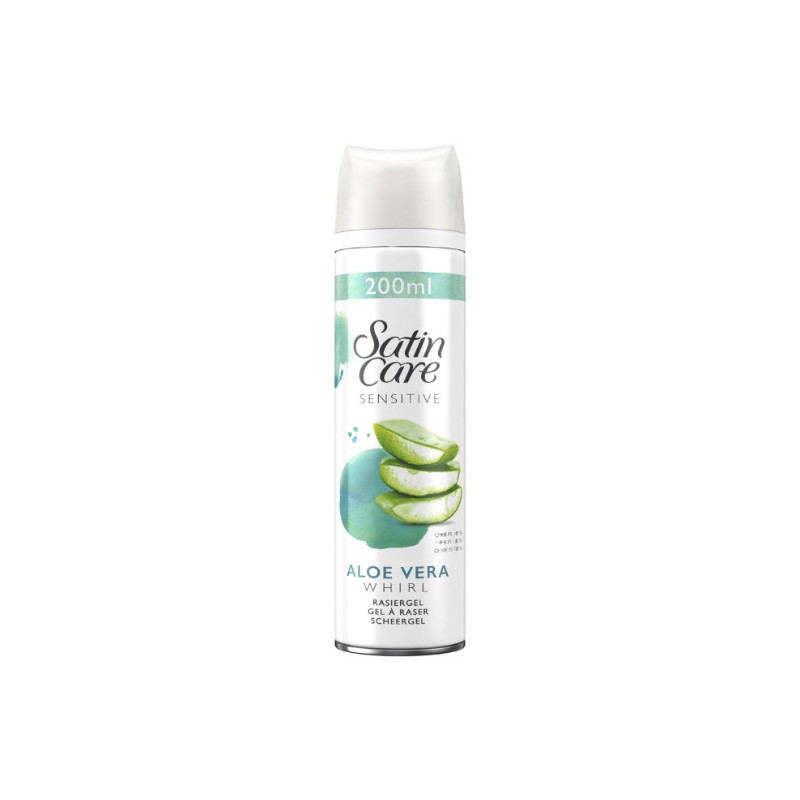 GILLETTE - Satin Care Aloe Vera Whirl Sensitive Gel à Raser - bombe de 200 ml  Sonico.fr