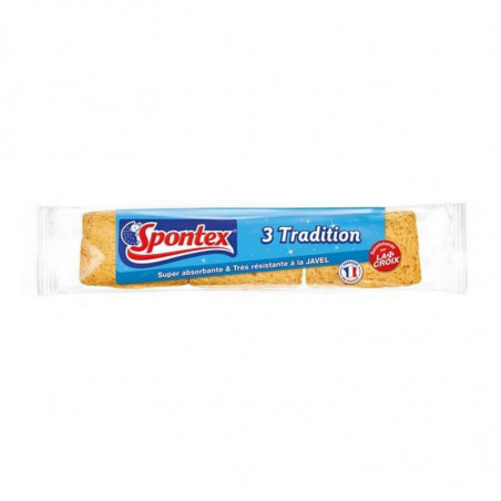 SPONTEX - Tradition Eponges super absorbantes très résistantes - blister de 3 Éponges  Sonico.fr